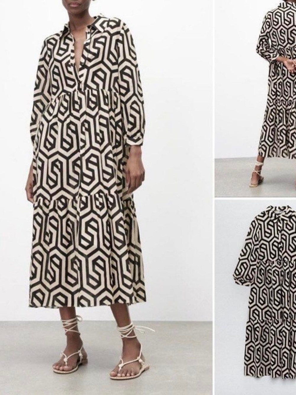 Zara Black & White Geometric Dress - Picture 2 of 8